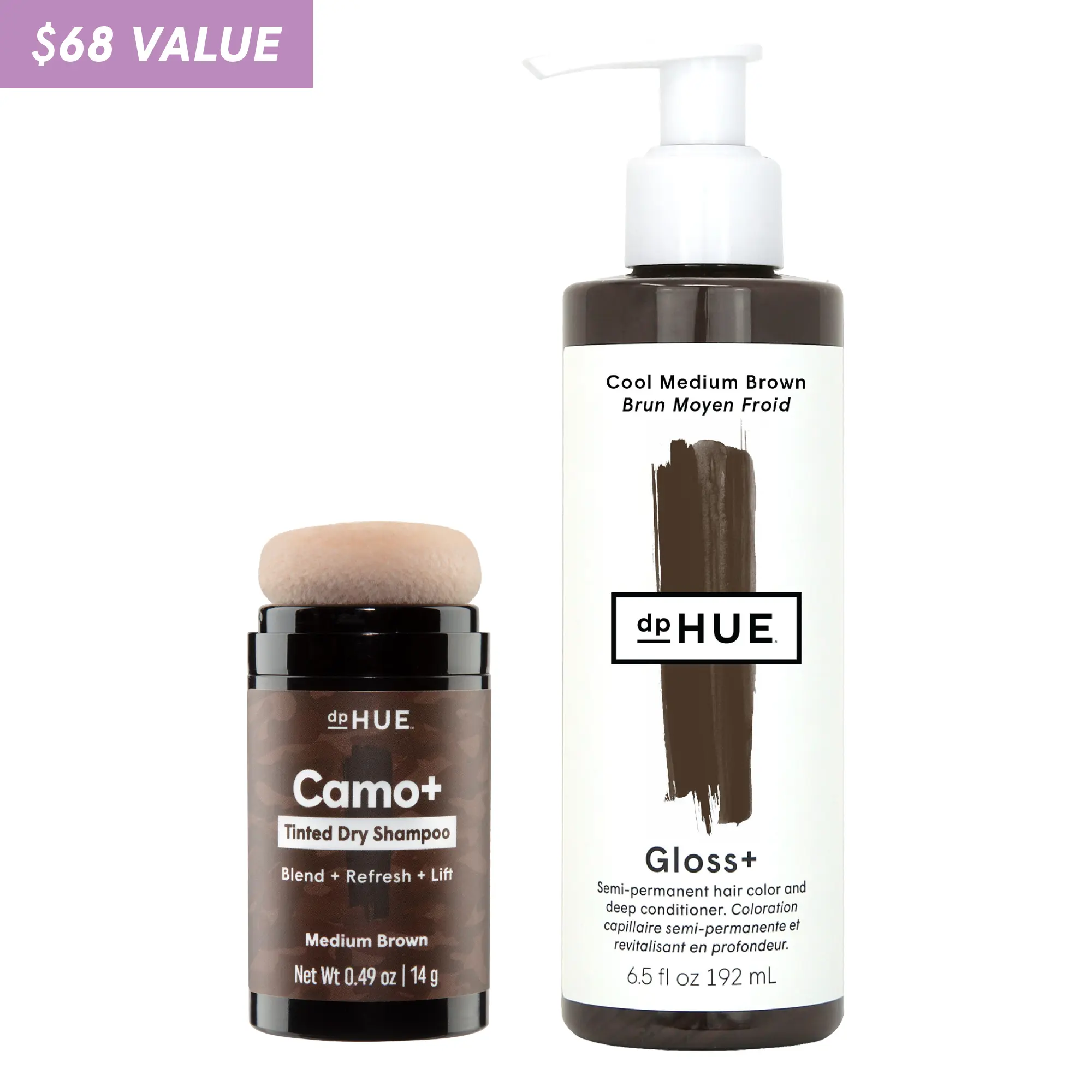 dpHUE Camo+ Tinted Dry Shampoo and Gloss+ Color Refresh Bundle