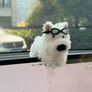 Plush puppy car armrest decoration, central control screen figurine, car doll