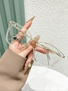 Clear Lens Eyeglasses, Trendy Cat Eye Frame Eyeglasses for Women & Men, Fashion Eyeglasses for Work, Daily Clothing Decor, Perfect for Student Daily Use