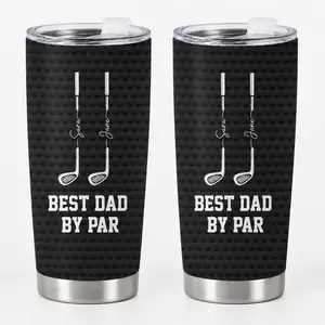 Personalized Golf Dad 20oz Tumbler with Custom Kids Names, Best Dad By Par, Custom Father's Day Gift for Golfer