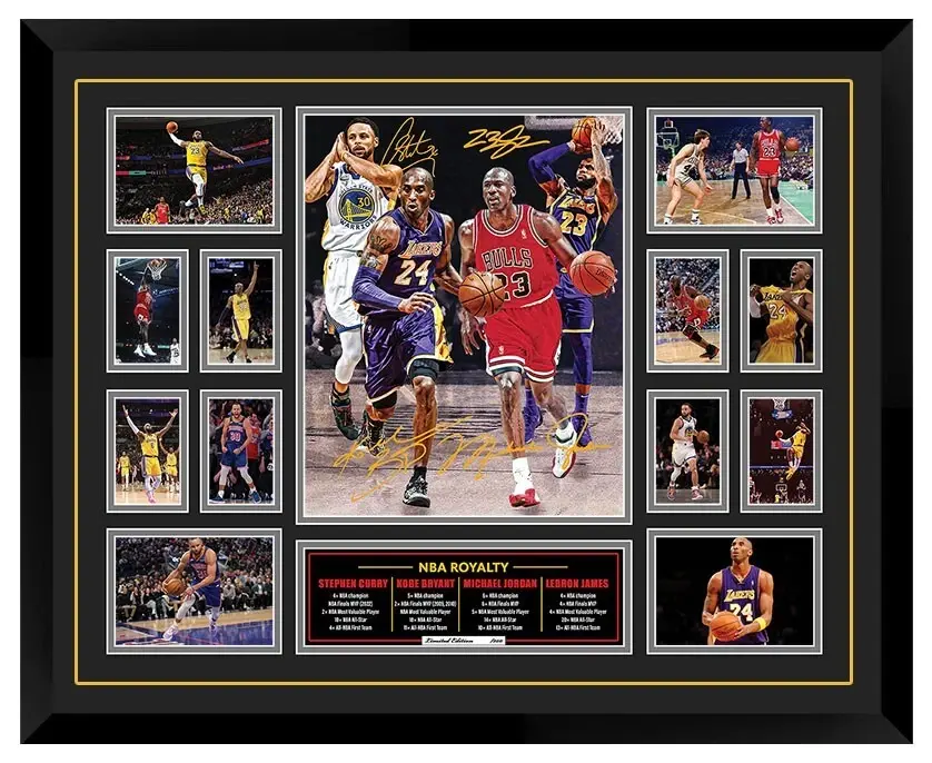 NBA Royalty Michael Jordan & Kobe Bryant Signed Memorabilia  - Poster Print Unframed
