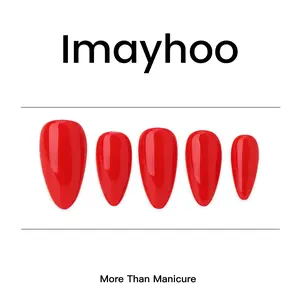 Imayhoo Handmade Acrylic,Press on nails Almond Short nail Soild color Red(10pcs)OMDXX098-Nail Art,Nail Care short  fake