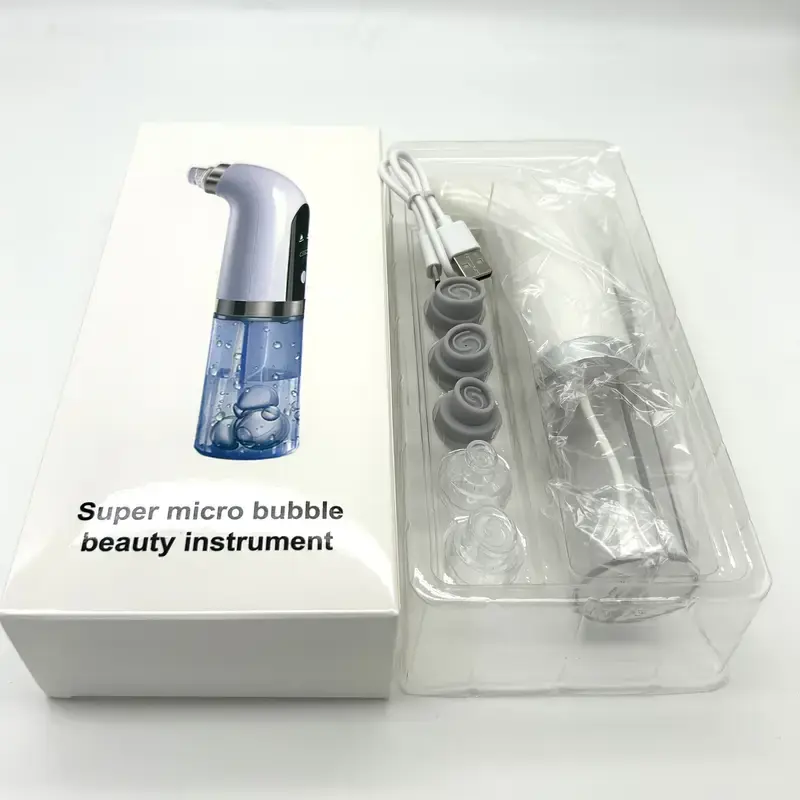 Super Micro Bubble Beauty Instrument - Rechargeable Electric Blackhead Vacuum Cleaner with 300mAh Battery 5-in-1 Multifunction Design Adjustable Suction for All Skin Types USB Charging Ideal Gift for Women Adjustable Sensitive White highfrequencywand