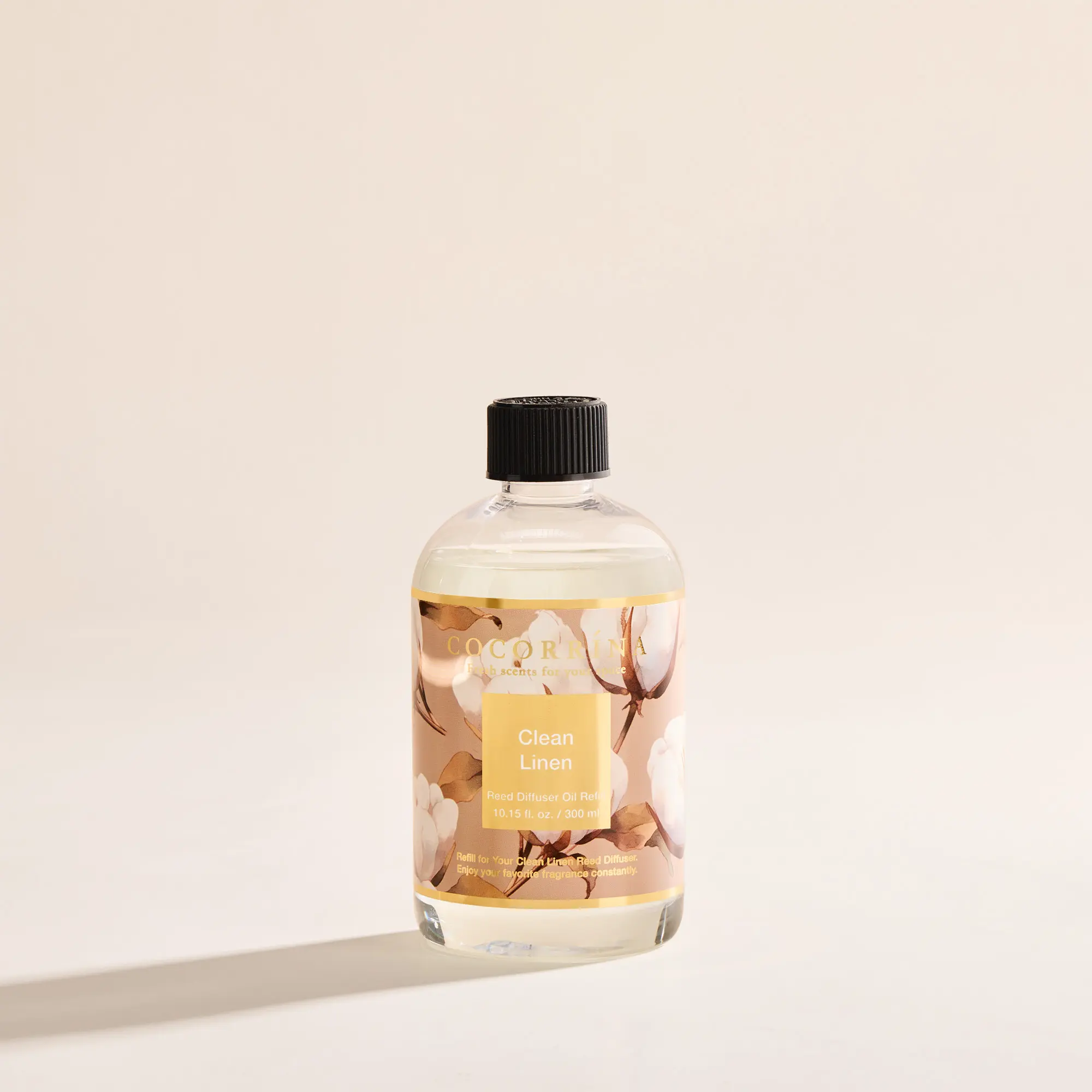 Cocorrína Reed Diffuser Refill Clean Linen 17oz (500ml) with 8 Rattan Sticks - Premium Long-Lasting Scented Oil, Home Fragrance for Bedroom, Bathroom Home Decor