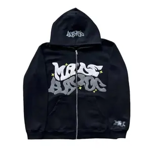 American Retro Star and Letter Printed Zipper Hoodies Y2K Spring Autumn Section Lazy Fashion Brand Cardigan Jacket