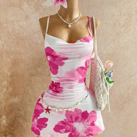 Floral Sleeveless Sleepwear Dress, Soft Women's Home Wear, Comfortable Nightgown for Ladies, Stylish Loungewear, Sleeveless Cami Nightdress