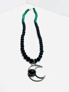 21.5” Stainless Steel & Onyx Half Moon Necklace | Mad Mellow Mystic Vibes