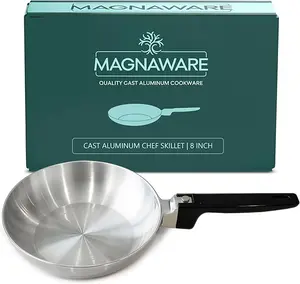 MAGNAWARE 8-Inch Chef Skillet Lightweight Cast Aluminum Nonstick Frying Pan Quick & Even Heat Distribution Professional Quality Cookware - Ceramic