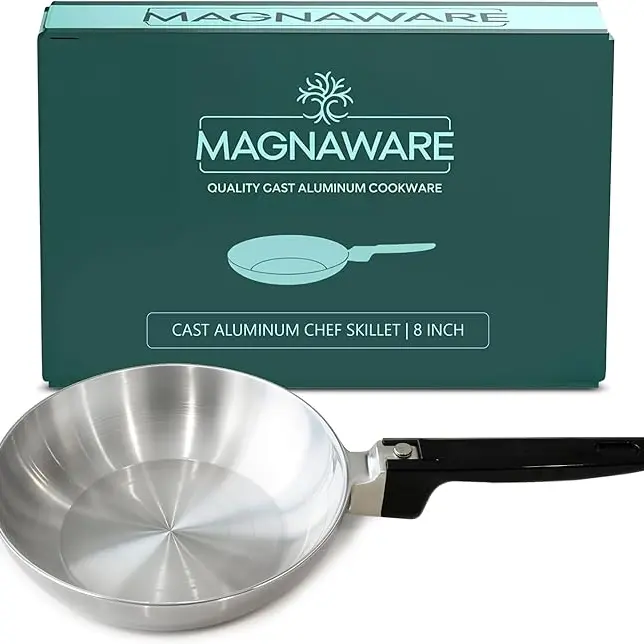 MAGNAWARE 8-Inch Chef Skillet Lightweight Cast Aluminum Nonstick Frying Pan Quick & Even Heat Distribution Professional Quality Cookware - Ceramic