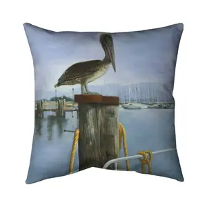 360 Stand 5541-1616-CO161 16x16 in. Nautical Animal Boat Accent Pillow, Polyester Fill, Bathroom Use, Nautical Vibe, Easy Cleaning, Coastal Home Decor Textile, Decorative Standard Pillows