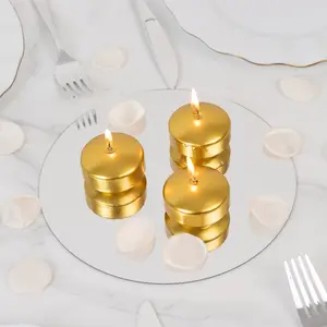 12 Pack 2" Metallic Gold Floating Candles – Unscented Dripless Long-Lasting Disc Wax Candles for Weddings & Table Décor