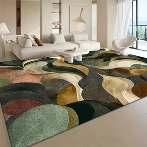 Abstract Area Rug Soft Carpet in Beige Green Gray and Turquoise A Modern Style in Beige Suitable for Living Room Bedroom or Outdoor Use Machine Washable