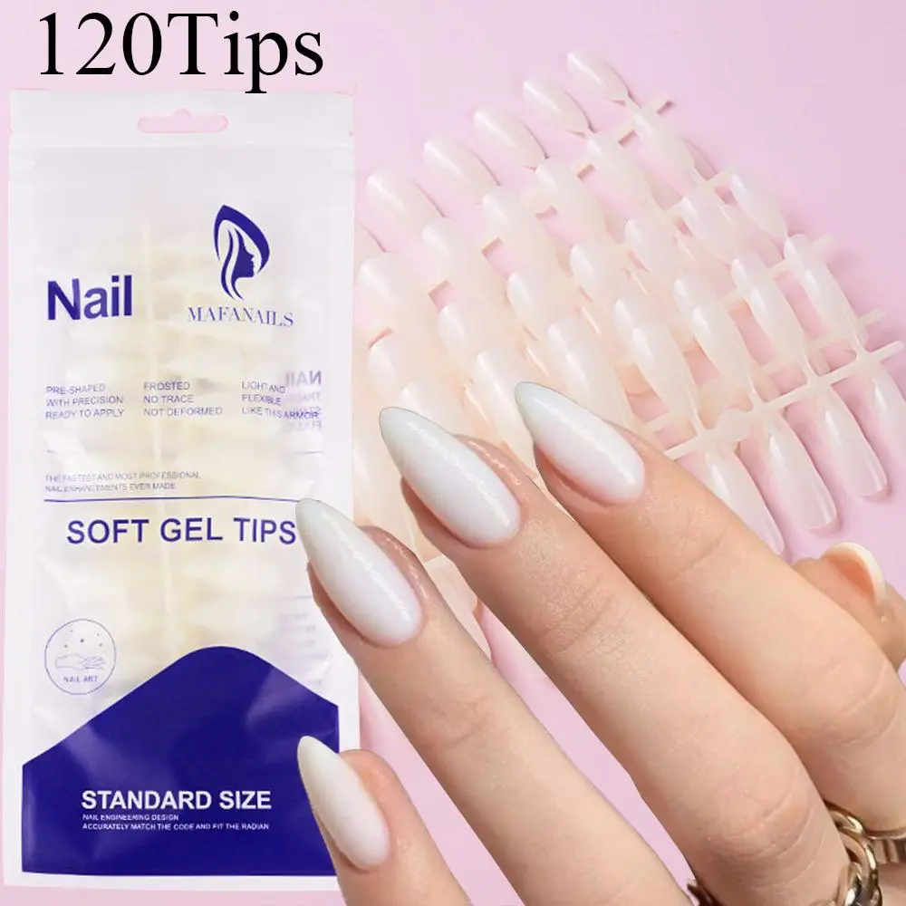 Milky Nail Tips 120 Pcs Press on Nails Red White Fake Nails Glossy Artificial Finger Manicure Reusable False Nails for Women #td