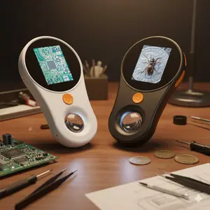 Portable 500X HD Digital Microscope, Handheld USB Rechargeable Magnifier with LED Light for Macro Viewing, 1080P High-Definition Imaging.