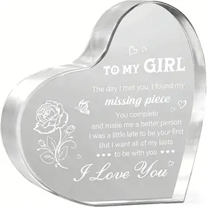 Gifts for Girlfriend, Girlfriend Birthday Keepseek, To My Girl Heart Shaped Acrylic Block, Birthday Anniversary Valentines Day Gifts for Her Wife GF
