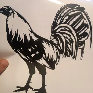 Grey Gamefowl Decal #2 for Cars or Trucks - Original Design with No Additional Features or Text