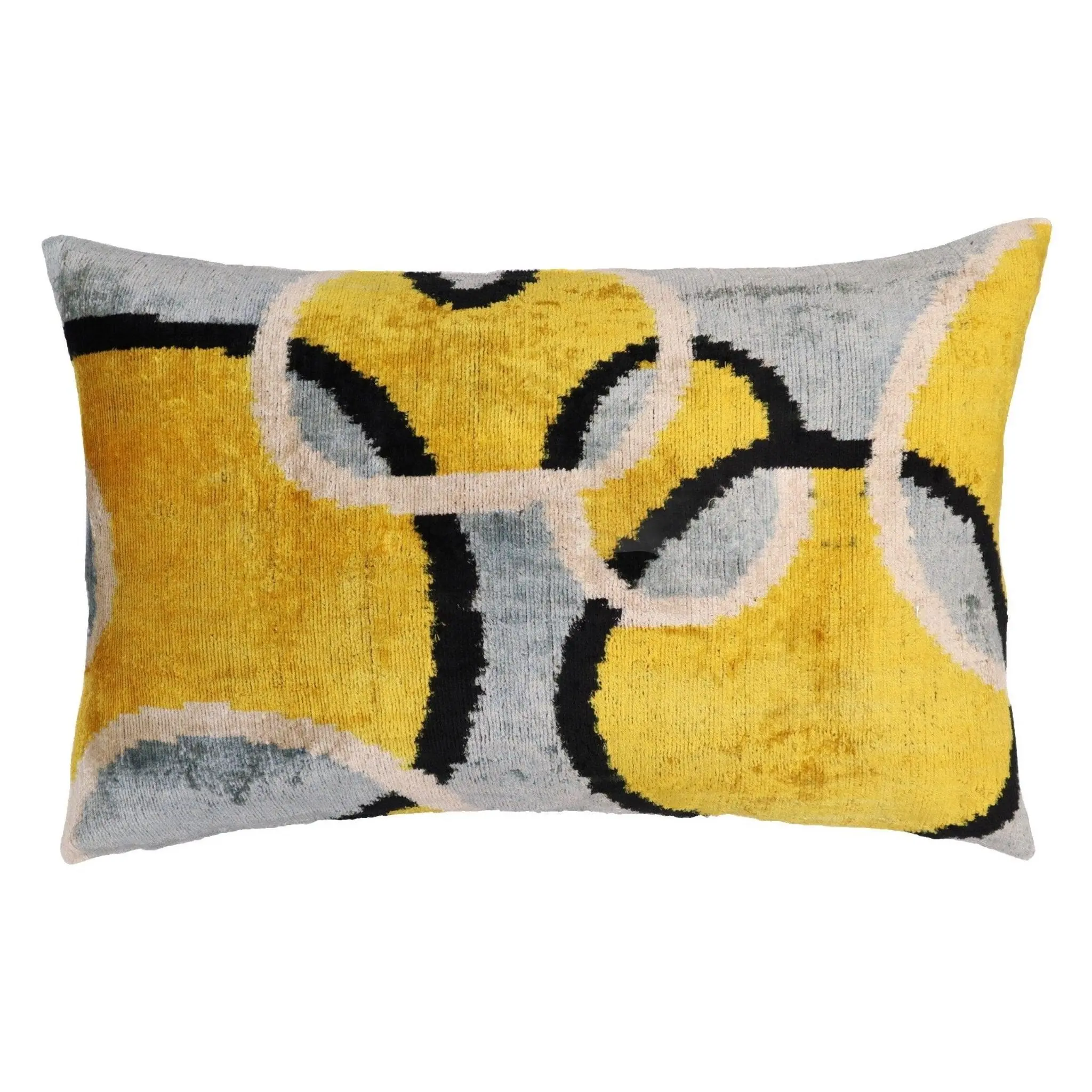 Canvello Luxury Decorative Yellow Gray Pillow With Down Insert- 16x24 in