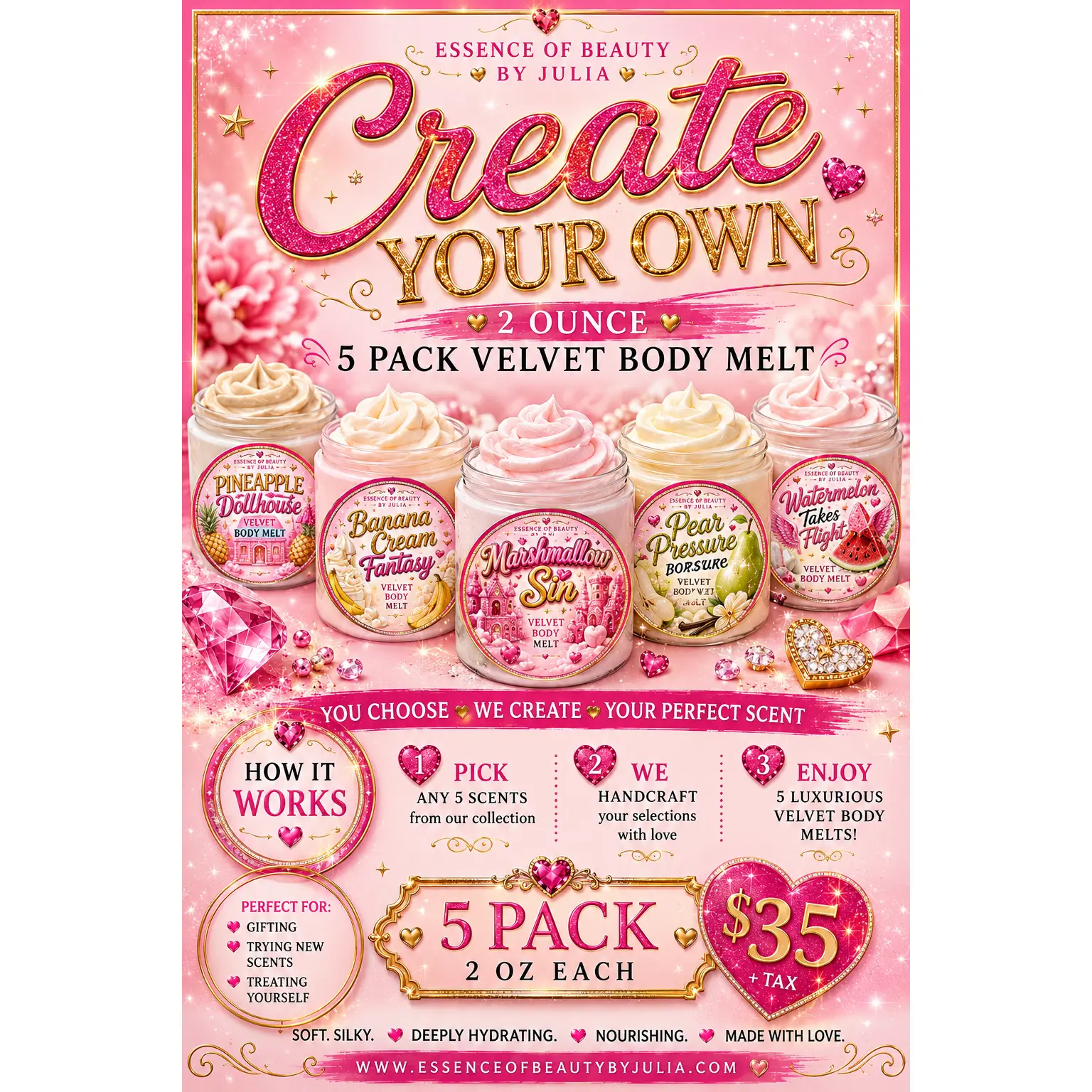 Create your own Pick 5 Velvet Body Melt Bundle