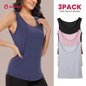 SHOWITTY ‌3 Pack Women's Plus Size Casual Sleeveless Summer Tank Tops - Lightweight Breathable Round Neck for Daily Wear