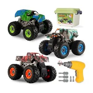 Disassembly Monster Truck Toy, Stem Education Building Blocks, Includes Drill and Storage Box, Gift for Boys and Girls Aged 3-8