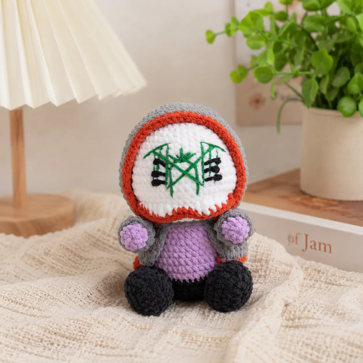 Handmade Gothic Crochet Plush, Hooded Amigurumi Doll, Soft Stuffed Toy, Collectible Plush, Dark Fantasy Gift