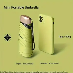 Foldable Gradient Mini Umbrella Lightweight UV Protection Portable Rain and Sun Use, Manual Opening, 6 Rib Design