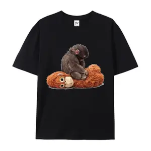 Sad Punch Monkey Graphic Tee Unisex 100% Cotton Casual Short Sleeve Crewneck Top Funny Exhausted Animal T-Shirt for Men & Women graphic tee