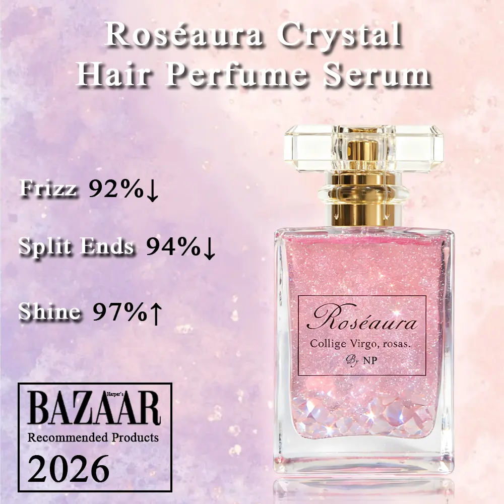 【BAZAAR RECOMMEND 2026】Roséaura & Solarienne Crystal Hair Perfume Serum | Rose Quartz for Attraction & Feminine Power | Citrine for Wealth & Success | Luxury Brand-Inspired Fragrance | Floral & Fruity Notes | Non-Greasy, Nourishing Hair Oil | 50ml