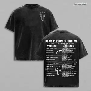 Dear Person Behind Me Christian Washed Hoodie, Jesus Tee, Jesus Hoodie , Christian Apparel Streetwear Menswear Oversized Top Men and Women Menswear Tops , Gym Pump Cover