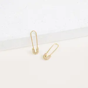 Pave Safety Pin Earrings