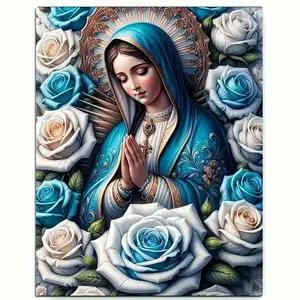 1PC, [Virgin Mary], 5D Diamond Painting kit, handcraft, Religion Portrait,Frameless, Includes Tool Kit. Fully Synthetic Round Diamond Painting, Diamond Art Embroidery Kit, Suitable for Home Decoration, Handmade Leisure and Stress Relief Gift