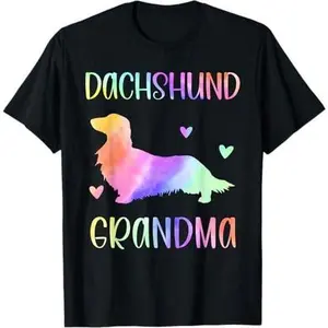 Dachshund Grandma Wiener Dog Nana Rainbow Watercolor T-Shirt