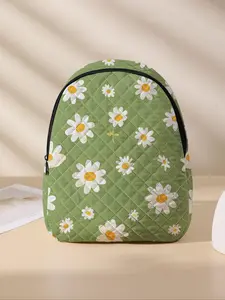 Floral Pattern Backpack, Lightweight Durable Book Bag with Lunch Pocket, Cute Student Backpack for Elementary, Secondary and College