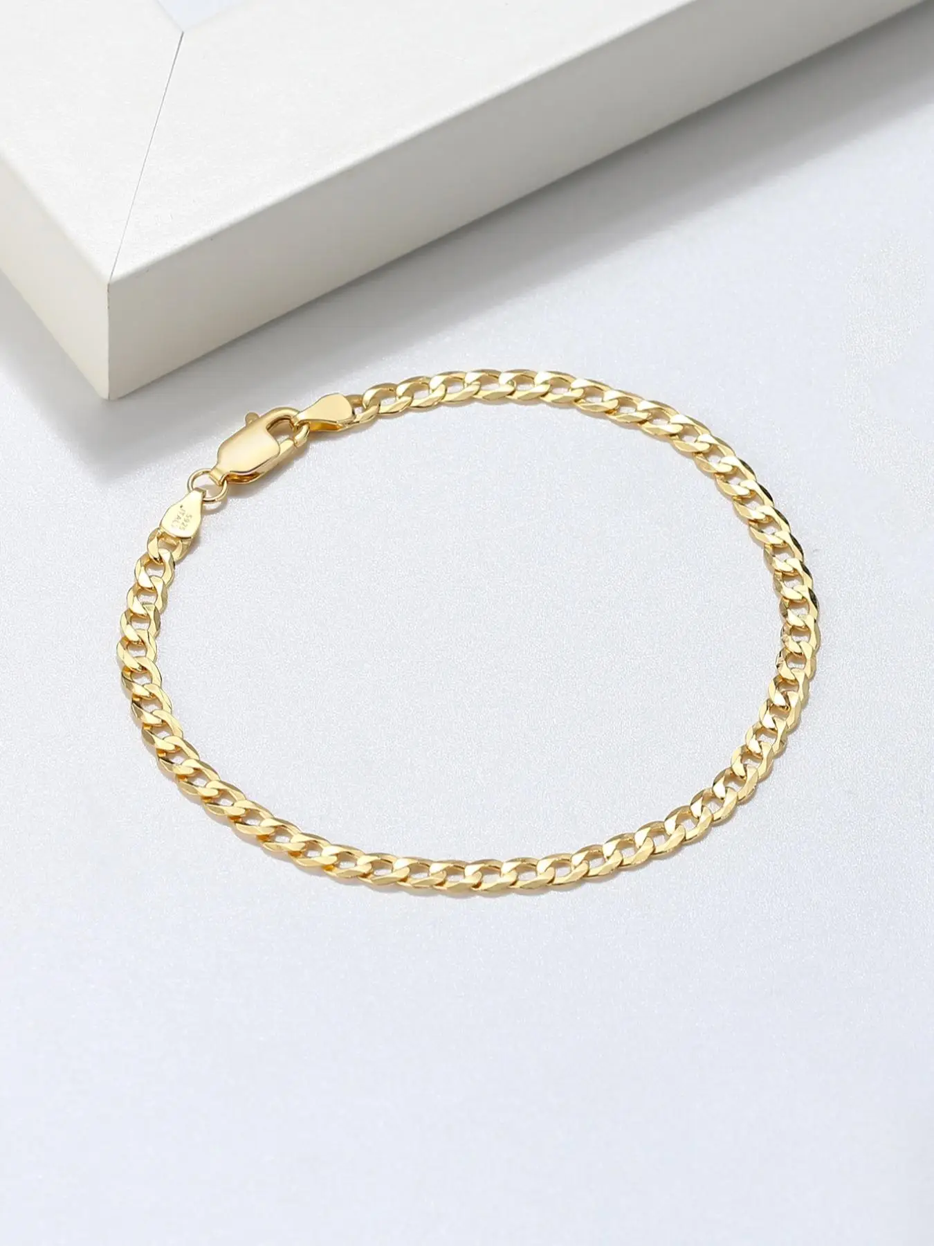 S925 Sterling Silver Classic Cuban Curb Chain Bracelet, Fashionable Jewelry for Women & Men, Trendy All-match & Exquisite Jewelry for Birthday Gift