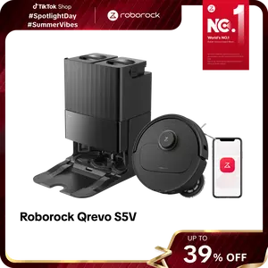 Roborock Qrevo series Robot Vacuum and Mop, 12,000Pa (Qrevo S5V), Mop Washing & Self-Cleaning, FlexiArm Edge Mopping, Warm Air Drying, Self-Emptying, Black #GearUpForMemorialDay