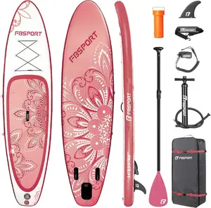 FBSPORT Inflatable Stand Up Paddle Board 11' – Pink iSUP for Women, Extra-Wide Non-Slip EVA Deck, 350lbs Capacity, Complete Kit with Pump, Paddle & Carry Bag, Beginner-Friendly for Yoga, Fishing & Summer Water Fun