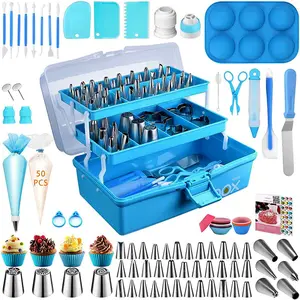 236-Piece Cake Decorating Tools Kit with Storage Case, Frosting Piping Set Including 36 Numbered Tips, Pastry Bags and Silicone Rings for Home & Festive Party Baking
