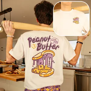 YOUTH & ADULT Peanut Butter And Jelly Baseball 2 Sided T-Shirt, Funny Food Graphic Tee, Cute Sandwich Design, Casual Outfit Gift Idea
