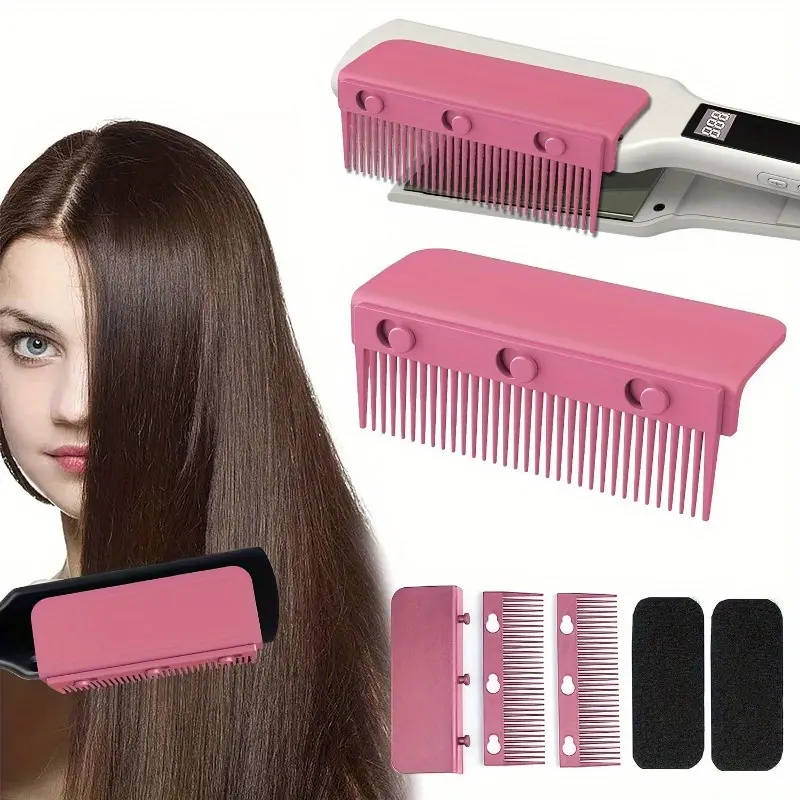 Flat Iron Comb Attachment Clip On, Flat Iron Hair Straightener Comb Attachment, Thermal Brush Straightener, Professional Or Home Use Compact Hair Styling Tool, Smooth Styling Tool