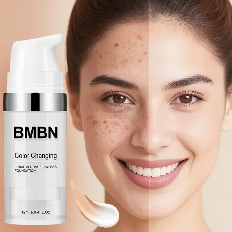 Color-changing BB cream With SPF, Liquid foundation, Bb cream tinted moisturizer with spf, moisturizing, oil-controlling, brightening, coverage, natural tone, lightweight, suitable for all skin tones, long-lasting makeup, Brightening Formula Makeup