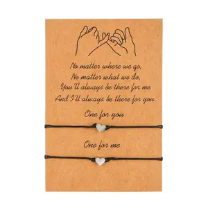 Heart Shaped Wax Thread Braided Blessing Card Bracelet