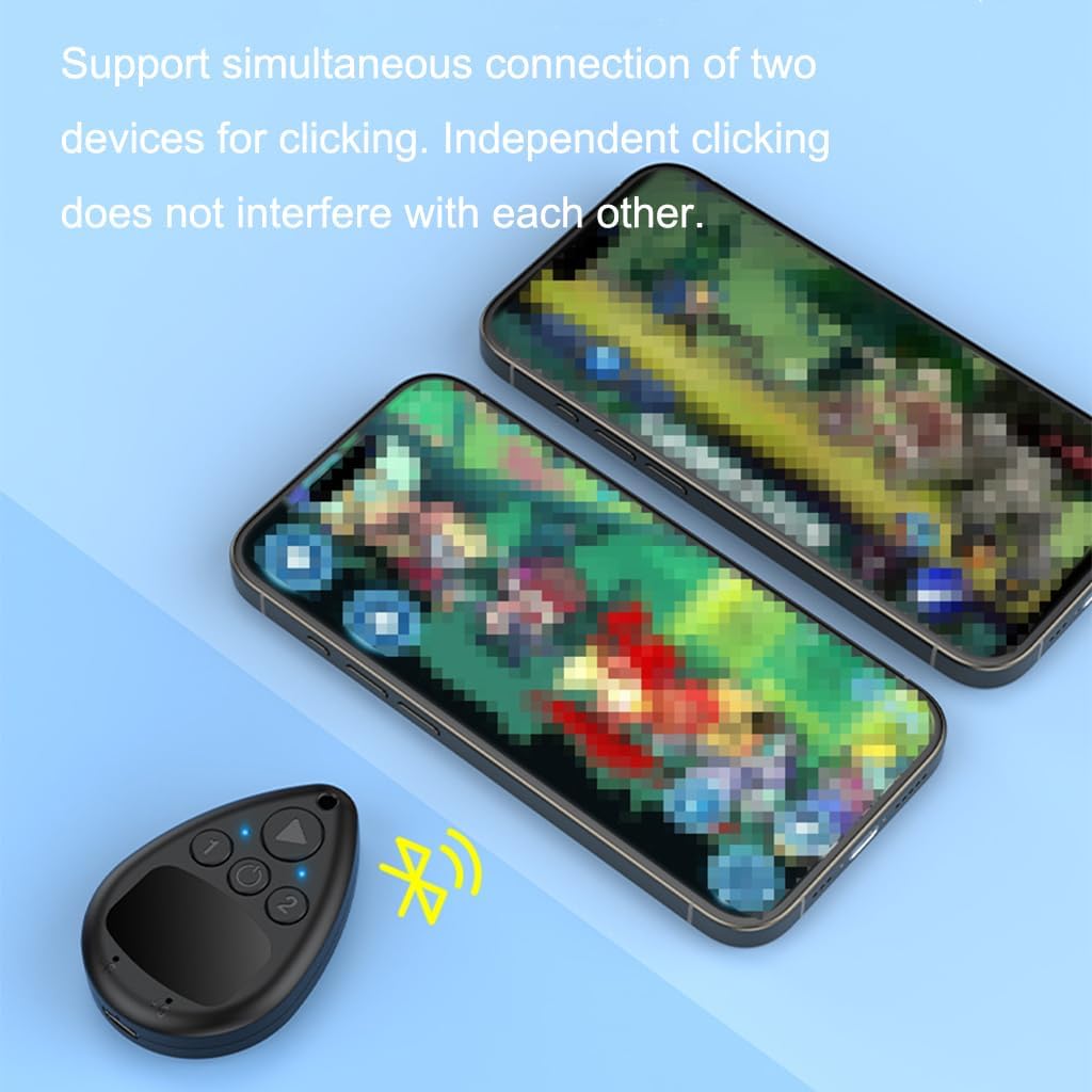 Wireless Auto Clicker for Phone, Adjustable Speed Silent Screen Tapper – No Root Needed, Bluetooth Physical Clicker for Android & iOS Mobile Games, Apps & Live Streaming