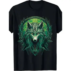 Men's Celtic Wolf of Adam & Eve T-Shirt - Vintage Wolf & Celtic Knot, Short Sleeve Round Neck Casual Shirt, Machine Washable, Suitable for Casual Attire & Themed Events