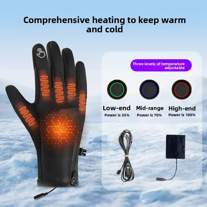 Winter Electric Heating Gloves for Men and Women, Charging, Anti-Cold, Warm, Outdoor Riding winter coldproof windproof