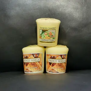 Set Of 3 Yankee Candle Votive 1 Christmas Cookie and 2 French Vanilla Samplers
