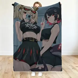 Anime-Inspired Printed Flannel Blanket, Soft Warm Cozy Reusable Fleece Throw for Adults Kids, Room Decor Blanket for Sofa Camping, Guys Boyfriend Gift, Summer Vibes