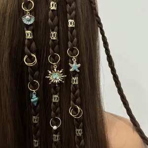 Golden Ocean Hair Jewelry Set (45pcs) | Sun & Starfish Charms for Braids, Locs & Festivals