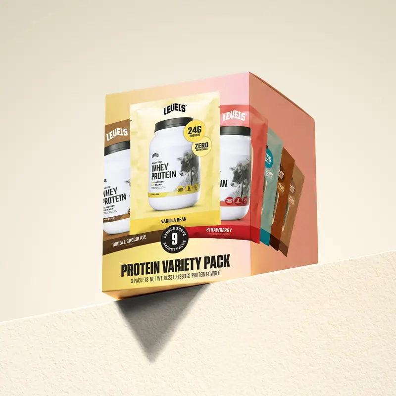 Levels Multi Pack Whey Protein, Grass Fed, No Artificials, 24G of Protein
