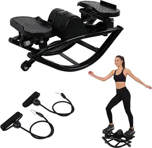 Rocking Stepper Machine with Resistance Bands-Side to Side Stepper for Exercise at Home,Sideways Stepper Ideal for Home Fitness,3D Rocking Stepper for Hip Mobility&Posture Correction,Low-Impact Full Body Workout with Digital Monitor