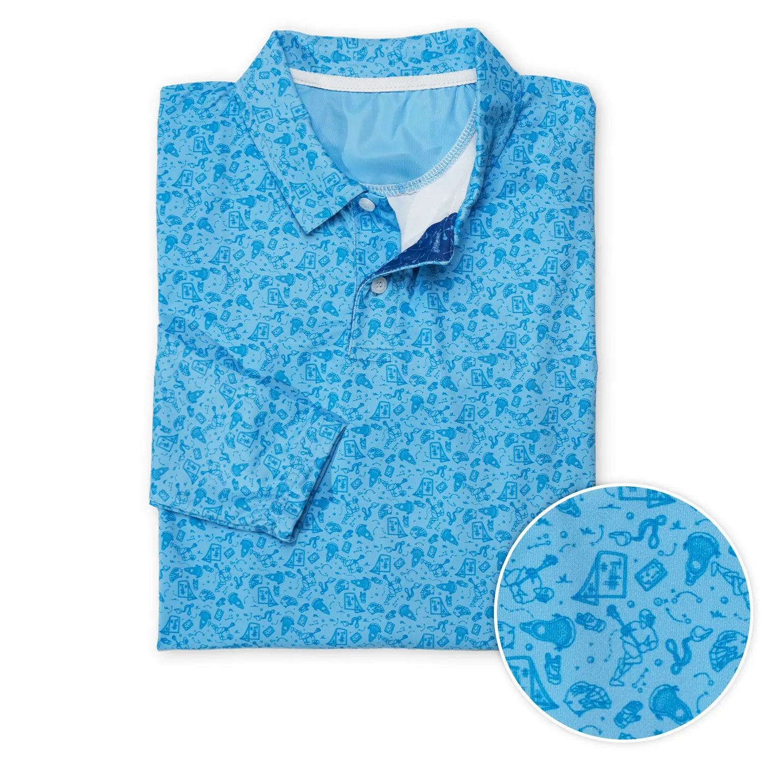 Men's Lacrosse Long Sleeve Polo Shirt - Moisture-Wicking 6-Way Stretch Fabric Top with 40+ UV Protection, Wrinkle-Resistant, Menswear, Tops, Longsleeves, Wrinkle-Free